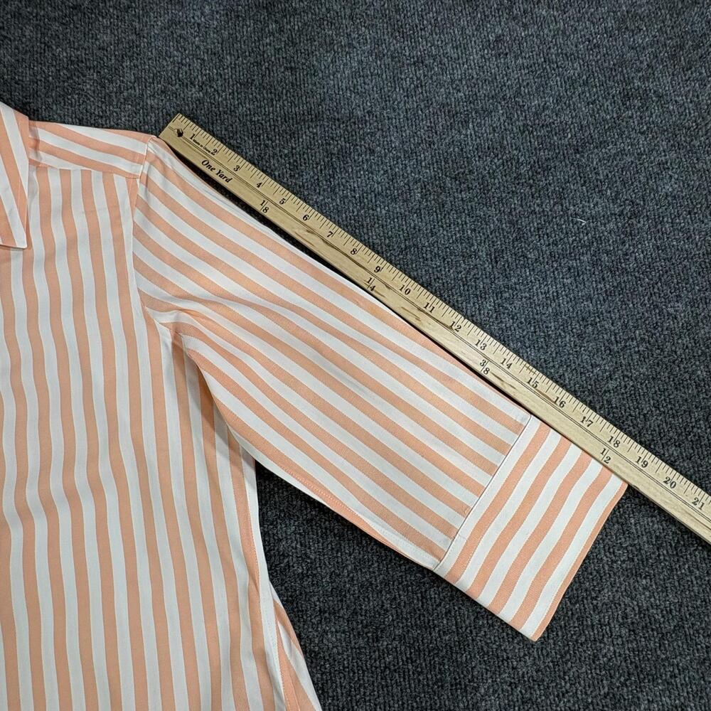 Foxcroft Button Up Shirt Womens 8 Orange Stripe Heritage Non Iron 3/4 Sleeve Top - Picture 13 of 16